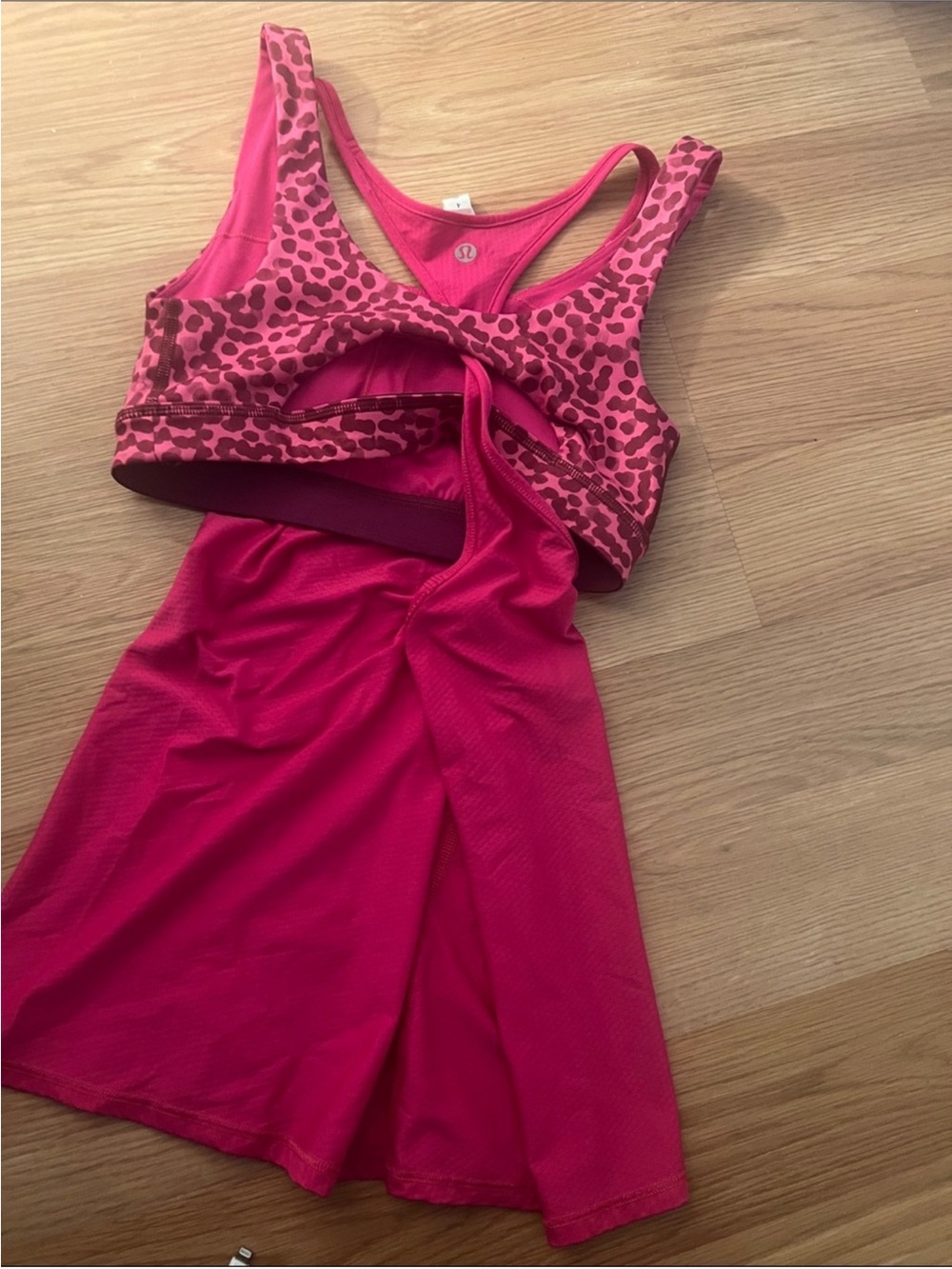 🎉LULULEMON Pink Tank  with Leopard Print Sports Bra Overlay🎉